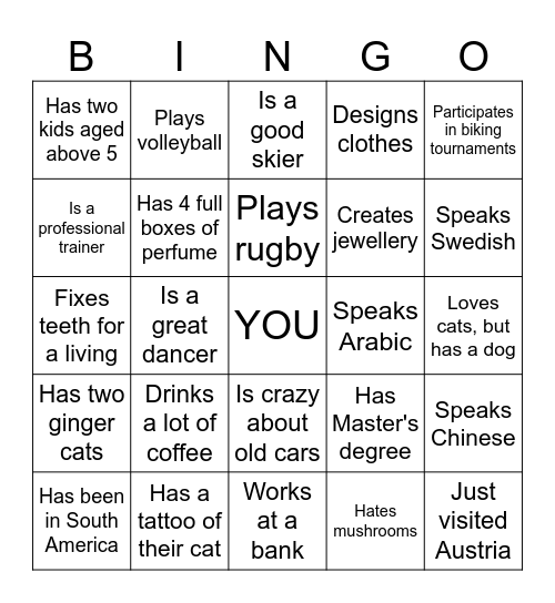 Find a friend who Bingo Card