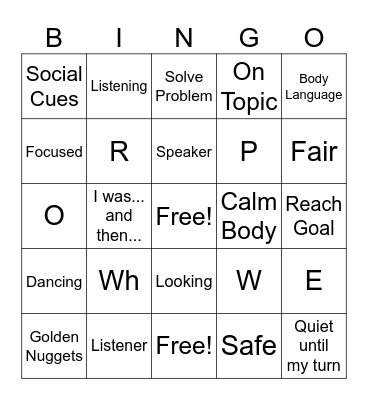 Conversations Bingo Card