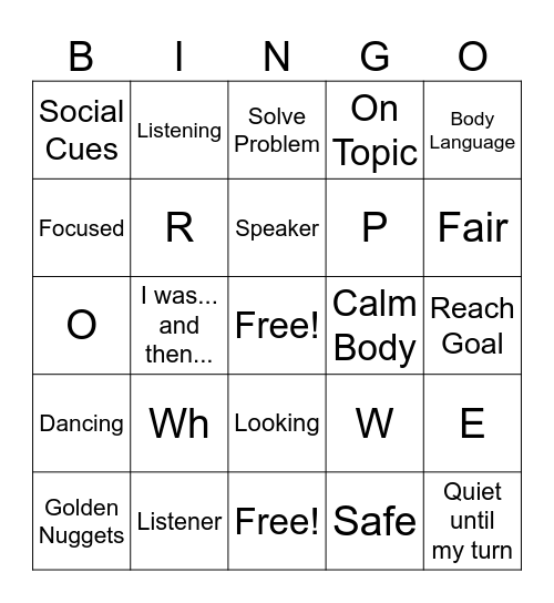 Conversations Bingo Card