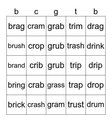 r blends Bingo Card