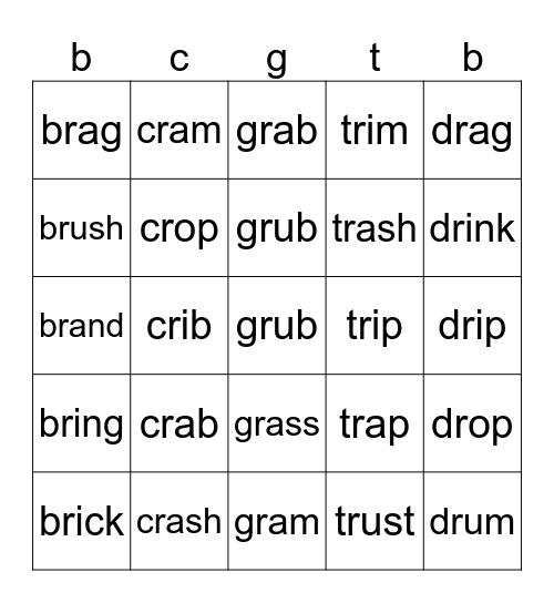 r blends Bingo Card