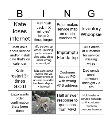 BING IV Bingo Card