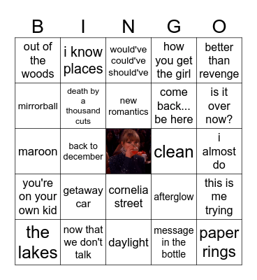 surprise songs kill-me-now-ingo Bingo Card