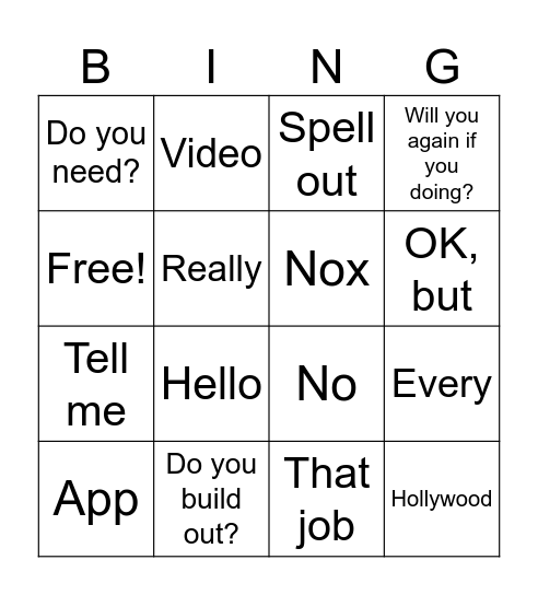 Songs List Bingo Card