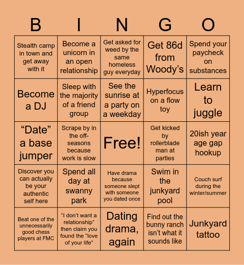 Moab “Locals” Bingo Card