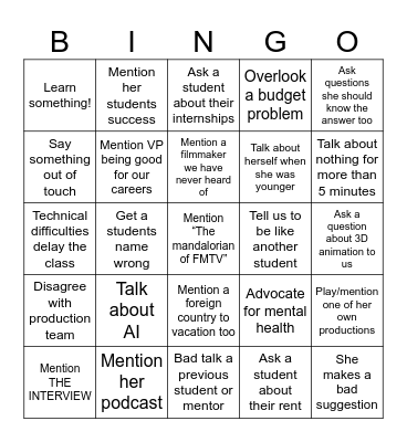 Film mastery Bingo!! Pt2 Bingo Card