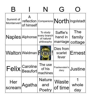 Frankenstein Bingo Card