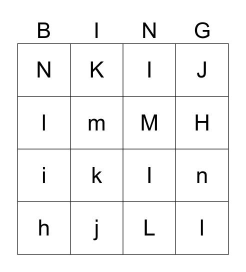 H-N Bingo Card