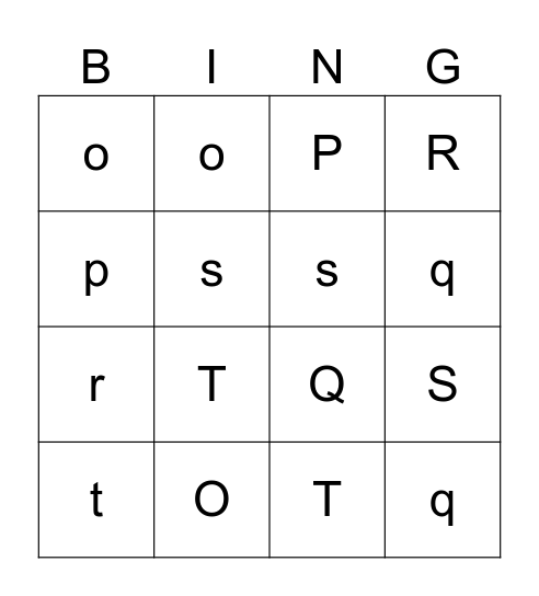 O-T Bingo Card