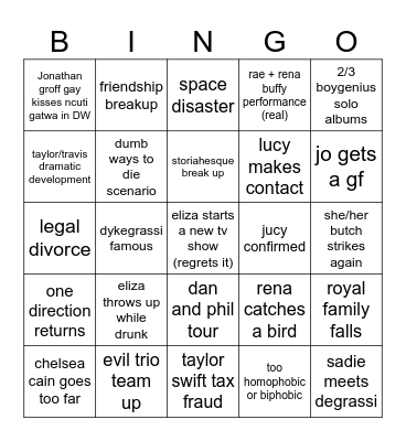 Eliza's 2024 Bingo Card