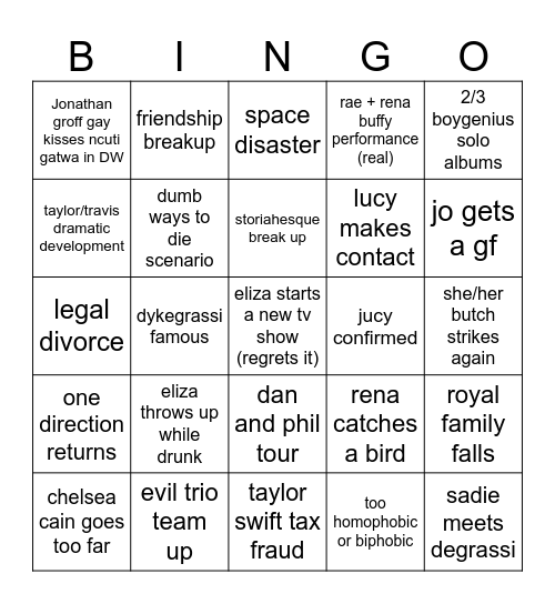 Eliza's 2024 Bingo Card