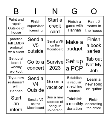 2024 Goals Bingo Card