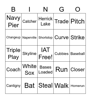 Opening Day IAT Bingo Card
