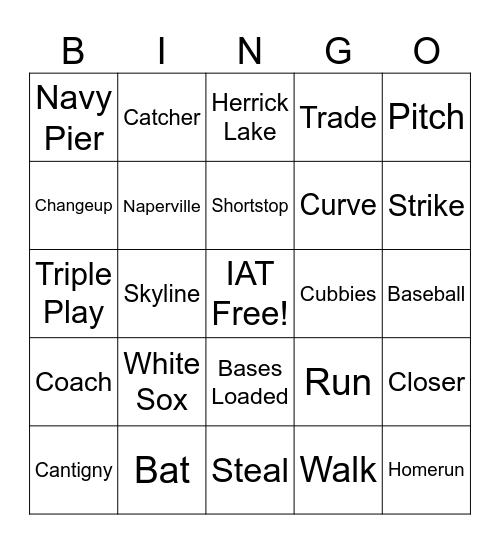 Opening Day IAT Bingo Card
