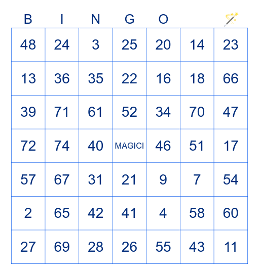 BINGO MAGICO Bingo Card