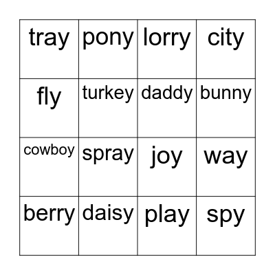 Plurals Bingo Card