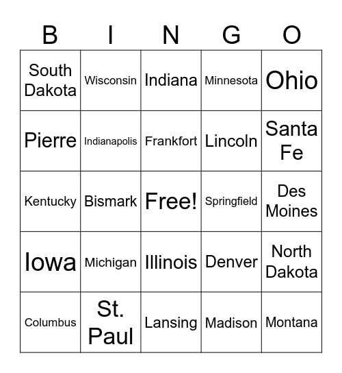 Midwest Bingo Card