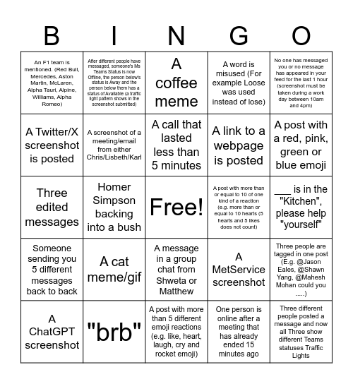 Untitled Bingo Card