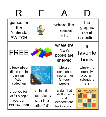 Library Scavenger Hunt Bingo Card