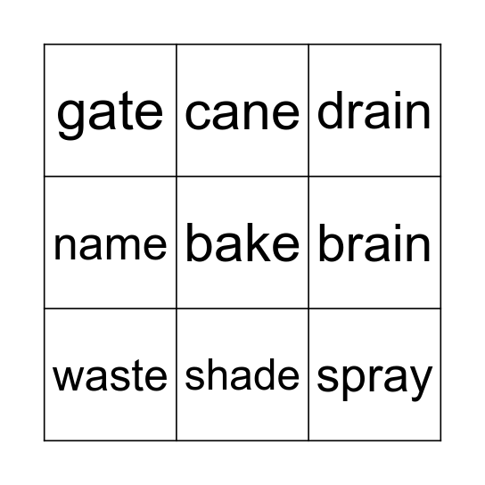 Long a Bingo Card