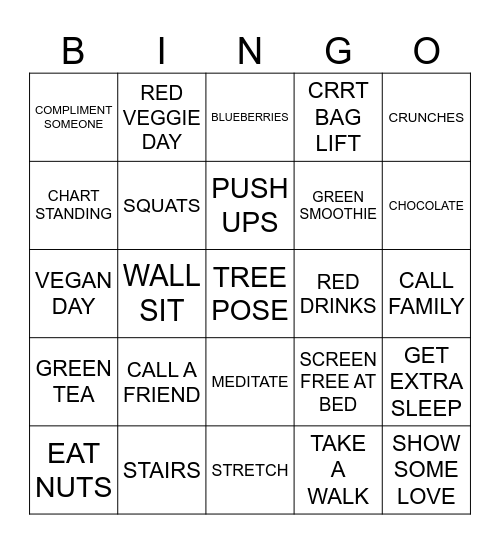 FEBRUARY HEART HEALTHY Bingo Card