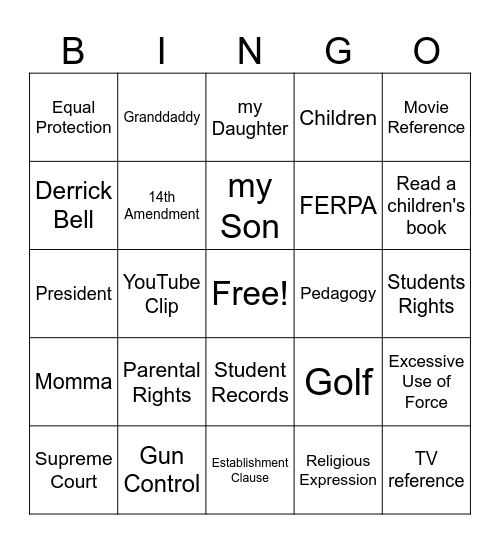 Dr. Mac Class Participation- Prof Dev Bingo Card