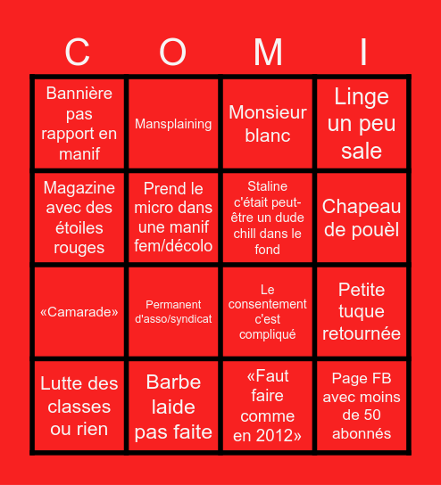 Bingocommuniste Bingo Card