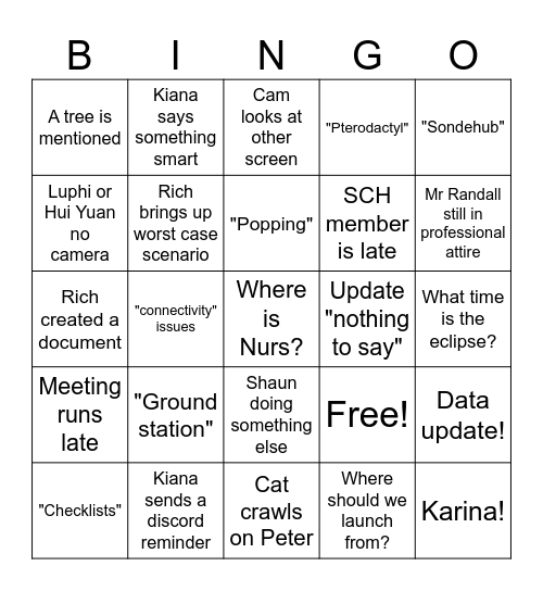 Balloon Meeting Bingo Card