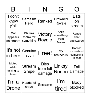 JABoi Gaming Stream Bingo Card