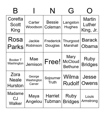 Black History Bingo Card