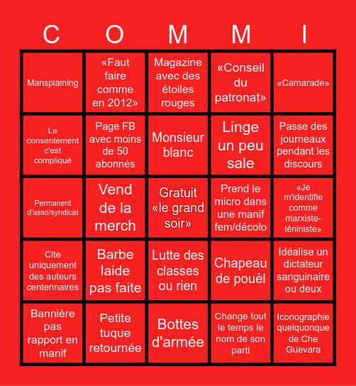 Bingocommuniste Officiel Bingo Card