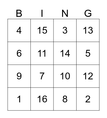 Fun Facts Bingo Card