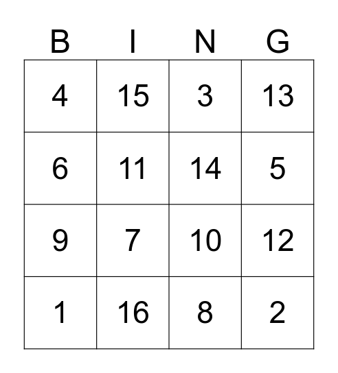 Fun Facts Bingo Card