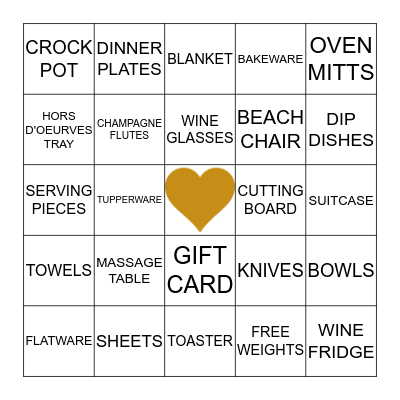 Bridal Shower Bingo Card