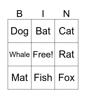 test Bingo Card