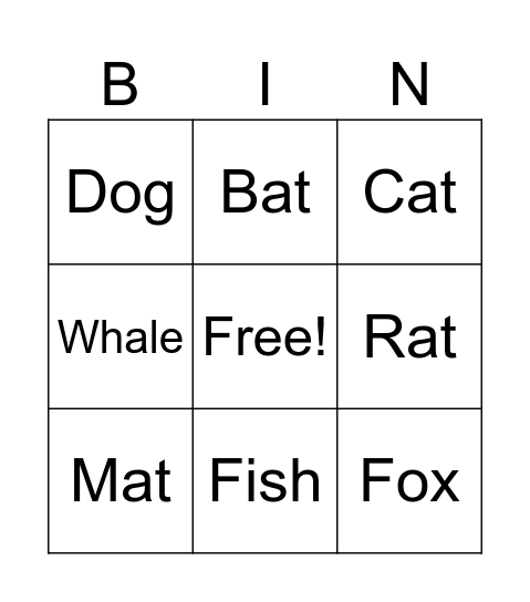 test Bingo Card