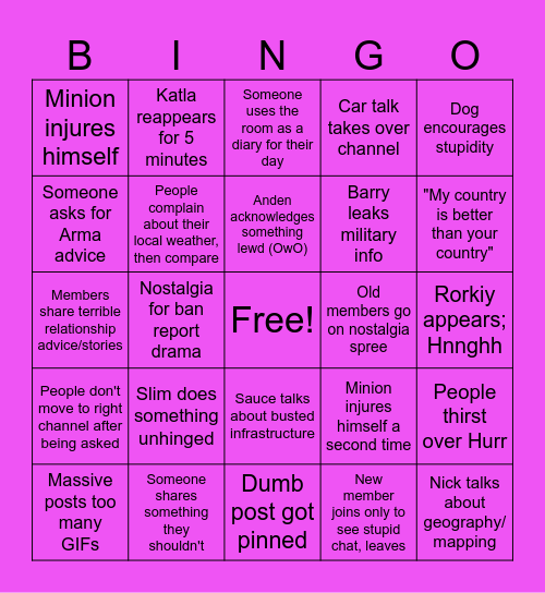 FK #Lounge Bingo Card