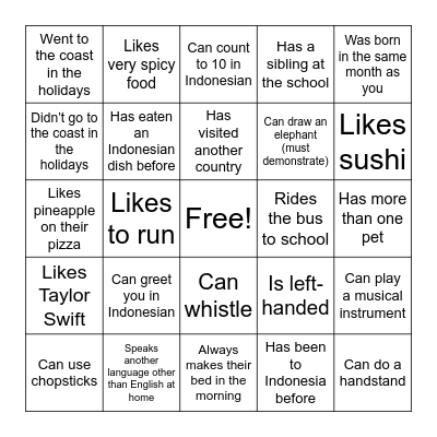 Find someone who... Bingo Card