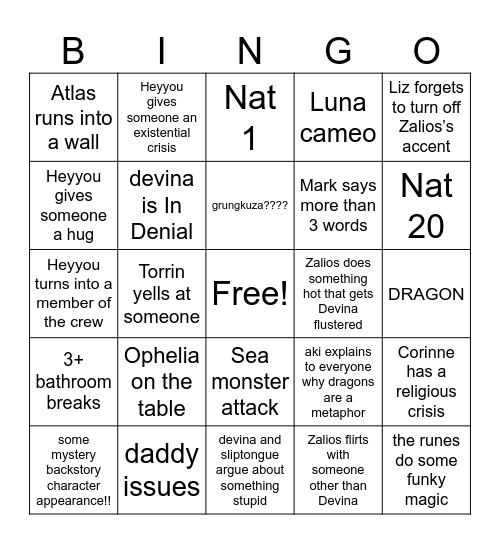 Session Three bingo Card