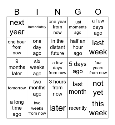 Timeline Signs Bingo Card