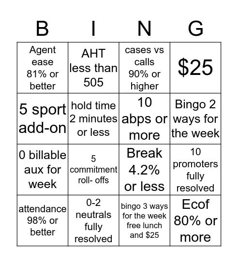 May I Exceed All Expectations!! Bingo Card
