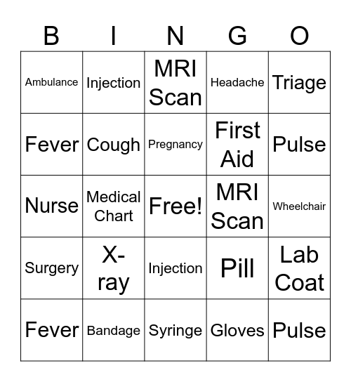 HOSA Bingo Challenge! Bingo Card