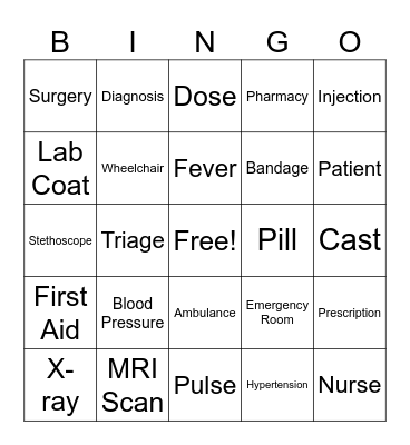 HOSA Bingo Challenge! Bingo Card