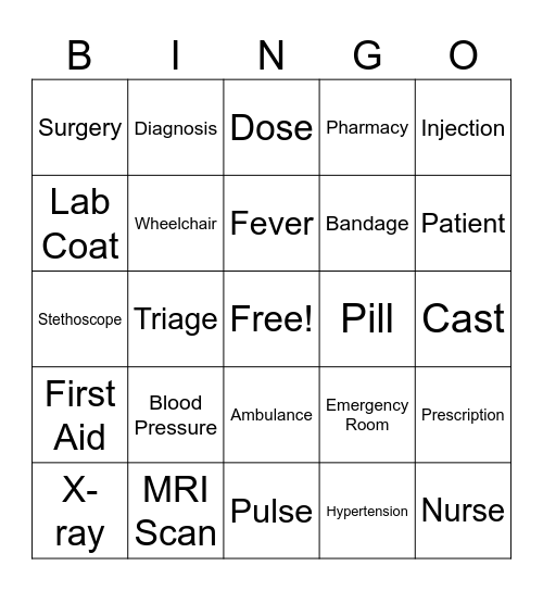 HOSA Bingo Challenge! Bingo Card