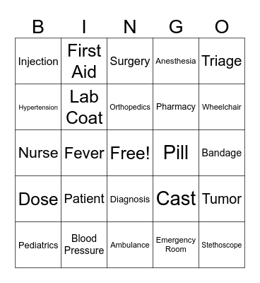 HOSA Bingo Challenge! Bingo Card