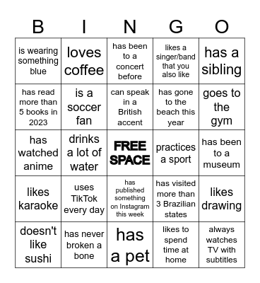 Find Someone Who Bingo Card