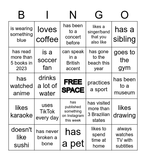 Find Someone Who Bingo Card