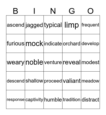 Fourth Grade Bingo Card