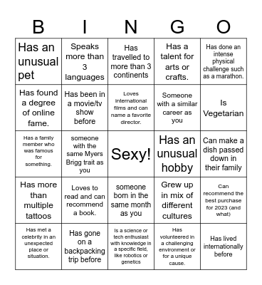 Singles Soju Bar Night Bingo Card