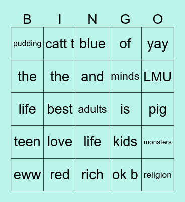 LIFESPAN Bingo Card